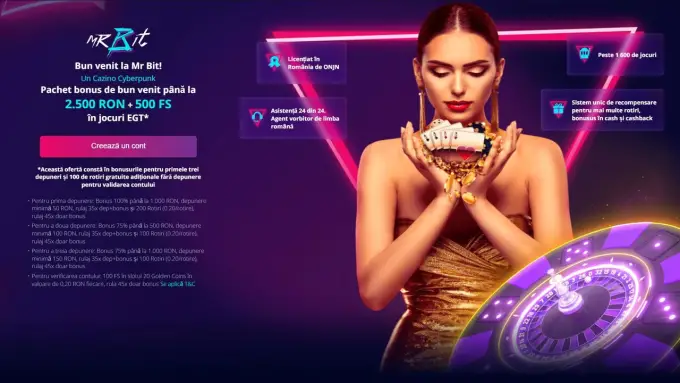 ❇️BONUSUL ESTE AICI | Revendică acum până la 💷2.500 RON + 🎰500 FS la Ⓜ️rBit Cazino Cyberpunk🤖