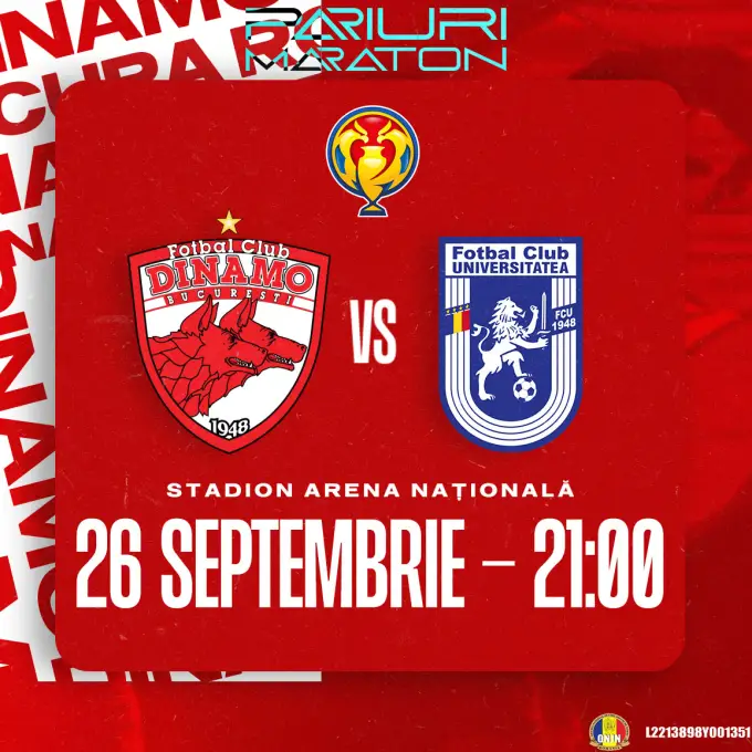 Dinamo B. vs FCU 1948 Craiova | România - Cupă | 26 septembrie 2023