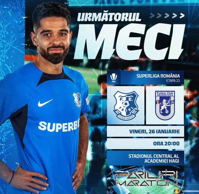 Farul Constanța vs FCU 1948 Craiova | România - SUPERLIGA | 26 ianuarie 2024
