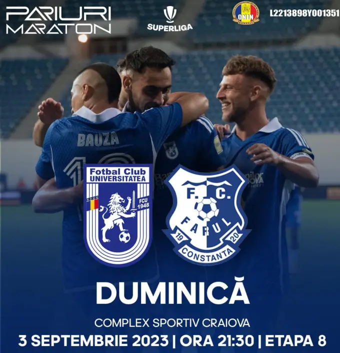 FCU 1948 Craiova vs Farul | România - SUPERLIGA | 03 septembrie 2023