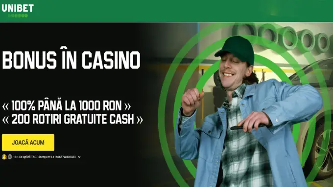 🍀 UNIBET: 100% Bonus până la 💰1000 LEI + 🎰200 Rotiri Gratuite Fără Rulaj!🍀