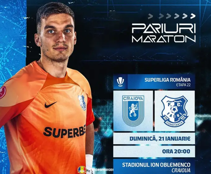 Univ.Craiova - Farul Constanța | România - SUPERLIGA | 21 ianuarie 2024